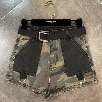 2020 Spring and Summer New Belt Mixed Colors Retro Washing Camouflage Pattern Denim Shorts Women Short Pants Shorts
2020 Spring and Summer New Belt Mixed Colors Retro Washing Camouflage Pattern Denim Shorts Women Short Pants Shorts