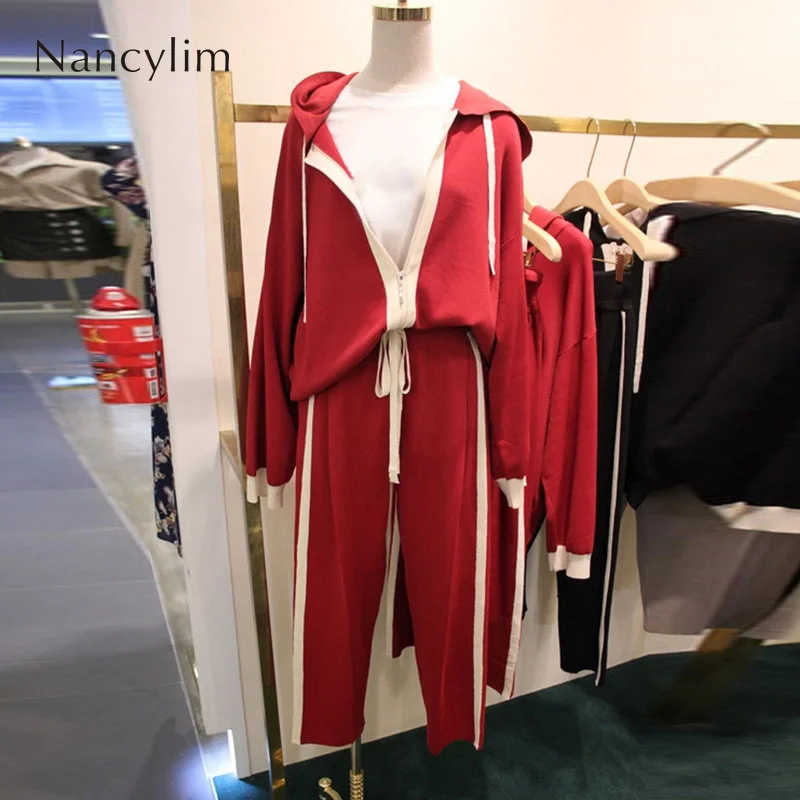 Women's Casual Suits Student Tracksuit Fall Winter New Loose Sweatshirt + Trousers Red Outfits Hat Long Sleeve Zipper Hoodies
Women's Casual Suits Student Tracksuit Fall Winter New Loose Sweatshirt + Trousers Red Outfits Hat Long Sleeve Zipper Hoodies