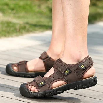 Plus size 39-47 Outdoor Genuine cow leather men sandals summer for mens gladiator sandals Fashion male beach comfortable shoes 
Plus size 39-47 Outdoor Genuine cow leather men sandals summer for mens gladiator sandals Fashion male beach comfortable shoes