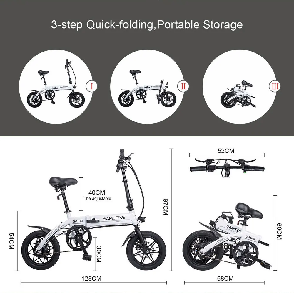 Clearance SAMEBIKE 250W High-Speed Brushless Gear Motor Electric Bike Aluminum Alloy 36V 8AH Battery LCD Display Foldable Electric Bicycle 7