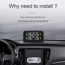 Car TPMS Solar Power Charging Tire Pressure Monitoring System Tyre Pressure Alarm Detector LCD Display With External 4 Sensors
Car TPMS Solar Power Charging Tire Pressure Monitoring System Tyre Pressure Alarm Detector LCD Display With External 4 Sensors
