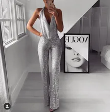 Sexy Jumpsuit Women's Sequin Sleeveless V-neck Party Wide Leg Pants Solid Ladies Long Jumpsuits 2021 New Casual Rompers
Sexy Jumpsuit Women's Sequin Sleeveless V-neck Party Wide Leg Pants Solid Ladies Long Jumpsuits 2021 New Casual Rompers