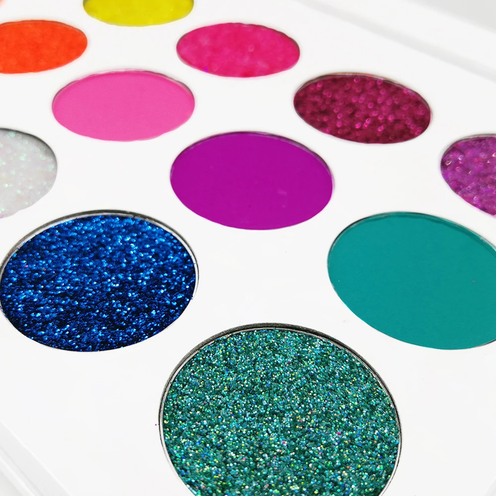 18 Colors Private Label Eyeshadow Palette Bright Glitter Neon Pigment Shadows Colorful Natural Simple Eye Makeup Low Moq