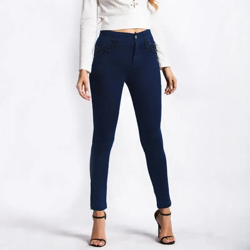 Summer New Europe Pencil Pants Elastic Slim Casual Women's Nail Beads Candy Pearl Decoration Leggings 
Summer New Europe Pencil Pants Elastic Slim Casual Women's Nail Beads Candy Pearl Decoration Leggings