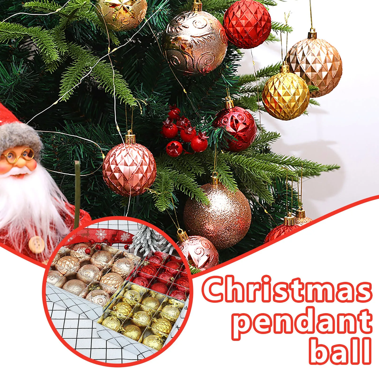 

9Pcs 6cm Christmas Balls Ornaments for Xmas Tree Mini Shatterproof Multiple Colour Hanging Ball Holiday Party Decoration
