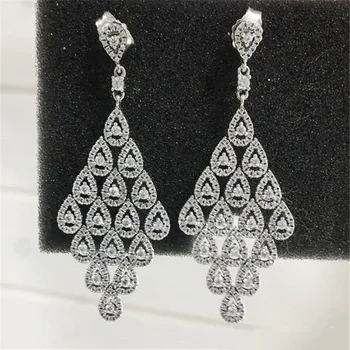 100% 925 sterling silver earrings for women Cascading Glamour Limited Edition Earrings, Clear CZ 
100% 925 sterling silver earrings for women Cascading Glamour Limited Edition Earrings, Clear CZ