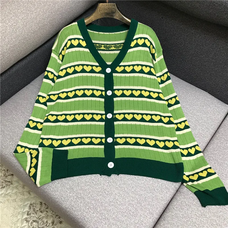 Luxury Designer Brand Knitted Cardigans for Women V Neck Avocado Green Heart Loose Knitted Sweater
Luxury Designer Brand Knitted Cardigans for Women V Neck Avocado Green Heart Loose Knitted Sweater