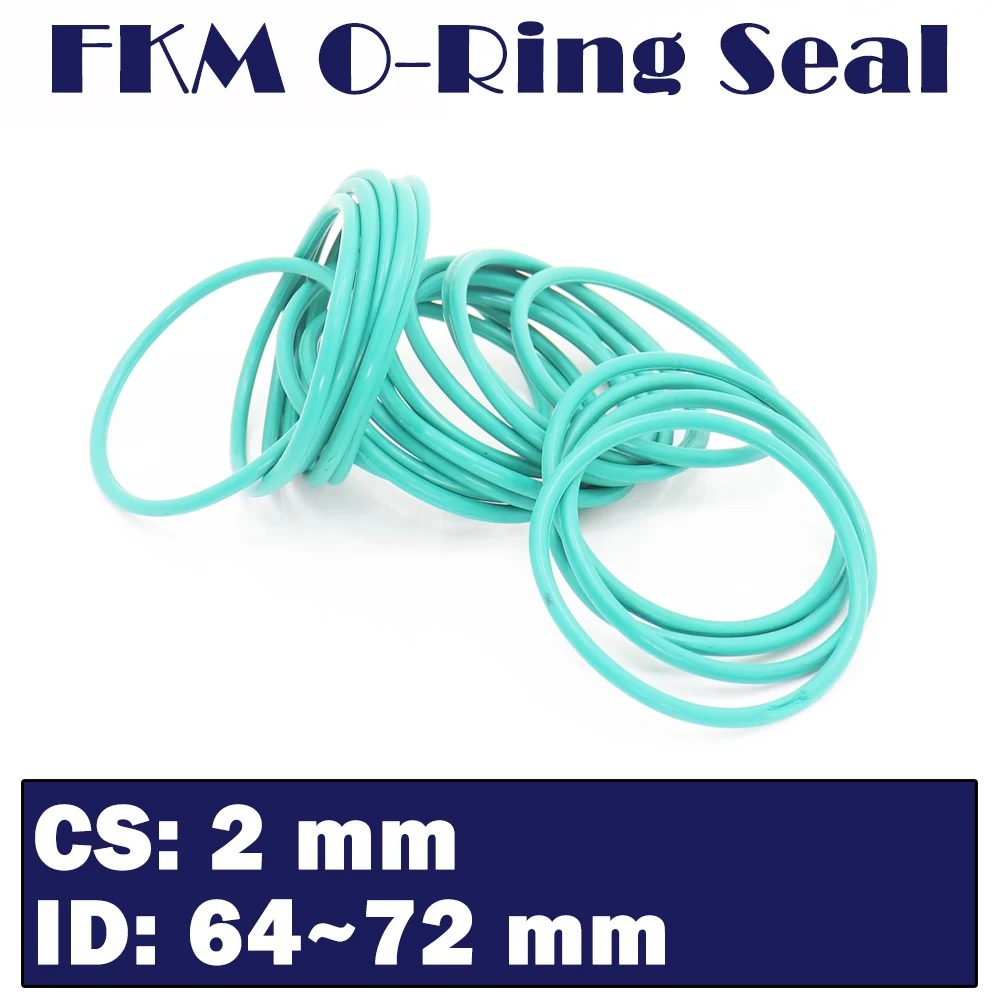 

CS 2mm FKM Rubber O RING OD 64/65/66/67/68/69/70/71/72*2 mm 30PCS O-Ring Fluorine Gasket Oil seal Green ORing