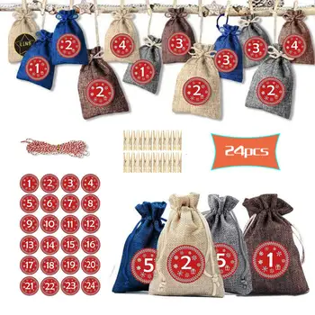 DIY Christmas Advent Calendar Bags Numbers Bag Christmas Ornament Gift Calendar Countdown Bag With Clips Candy Storage Pouches 
DIY Christmas Advent Calendar Bags Numbers Bag Christmas Ornament Gift Calendar Countdown Bag With Clips Candy Storage Pouches