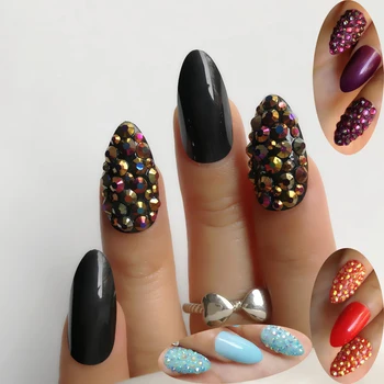 BLACK Custom Full Rhinestones False Nails Christmas Style Medium Stiletto Press On Nails Glossy AB Crystals Fake Nails Set
BLACK Custom Full Rhinestones False Nails Christmas Style Medium Stiletto Press On Nails Glossy AB Crystals Fake Nails Set