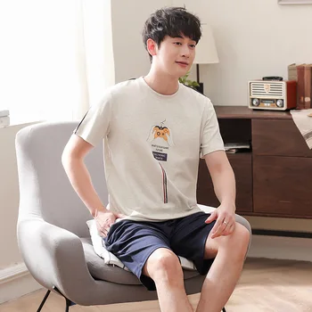 Men's pajamas summer short sleeve middle pants fashion simple all-around cotton Korean version can be worn outside the home suit
Men's pajamas summer short sleeve middle pants fashion simple all-around cotton Korean version can be worn outside the home suit