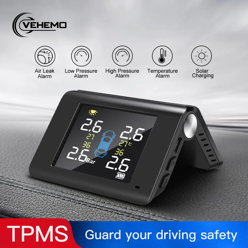 VEHEMO Folding Car TPMS Tire Temperature and Pressure Monitoring System Solar Power LCD Color Screen Display with 4pcs Sensors
VEHEMO Folding Car TPMS Tire Temperature and Pressure Monitoring System Solar Power LCD Color Screen Display with 4pcs Sensors