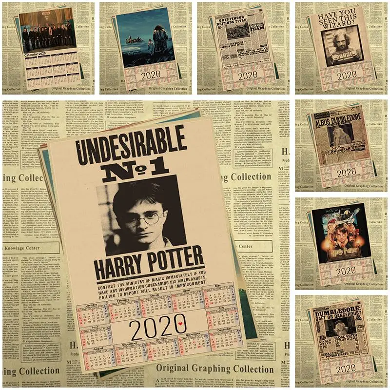 2020 Calendar School of magic Wanted Order Undesirable No.1 Kraft paper poster Daily prophet posters Sirius Black
2020 Calendar School of magic Wanted Order Undesirable No.1 Kraft paper poster Daily prophet posters Sirius Black