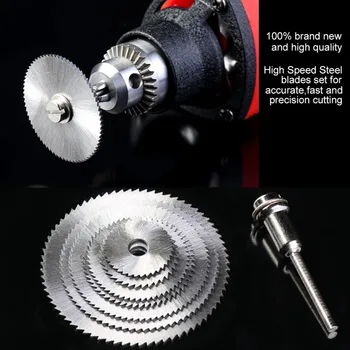 7pcs/set High Speed Steel HSS Circular Saw Blade Rotary Tool Cutting Discs for Wood Cutting Mandrel Cutoff Metal Cutter 6 Blades 
7pcs/set High Speed Steel HSS Circular Saw Blade Rotary Tool Cutting Discs for Wood Cutting Mandrel Cutoff Metal Cutter 6 Blades