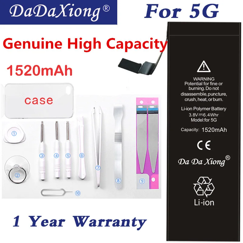 2021 г. DaDaXiong литиевая батарея для iPhone 5 аккумулятор iPhone5 литий-ионная 1520 мАч