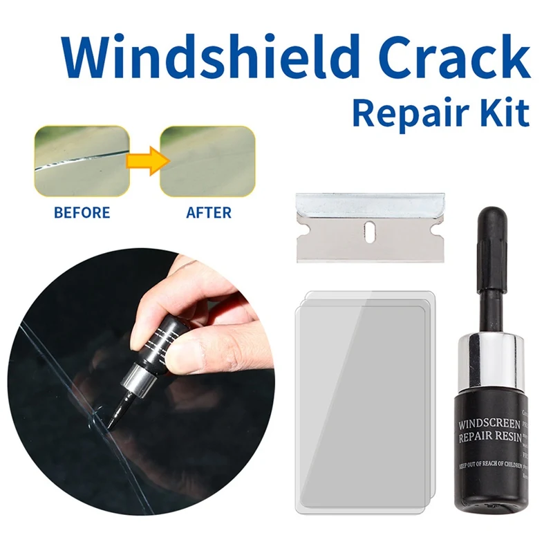 Auto Glass Repair Tool Car Windshield Repair Agent Three-piece Glass Repair Set Include Fluid and Blade and 5pcs Cured Film
Auto Glass Repair Tool Car Windshield Repair Agent Three-piece Glass Repair Set Include Fluid and Blade and 5pcs Cured Film