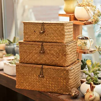 Hot Seaweed with Button Woven Basket Straw Woven Debris Desktop Storage Box Hand-woven Storage Basket Clothing Storage Basket
Hot Seaweed with Button Woven Basket Straw Woven Debris Desktop Storage Box Hand-woven Storage Basket Clothing Storage Basket