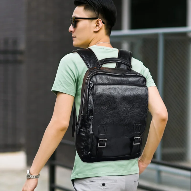 New Fashion Men's Backpack Solid Color Casual Student Bookbag Trendy Simple Travel Buckle PU Leather Bag
New Fashion Men's Backpack Solid Color Casual Student Bookbag Trendy Simple Travel Buckle PU Leather Bag