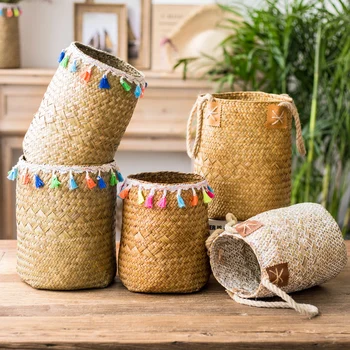 Simple Pastoral Straw Woven Portable Flower Basket Modern Home Rattan Large Storage Basket Living Room Balcony Decorative Flower
Simple Pastoral Straw Woven Portable Flower Basket Modern Home Rattan Large Storage Basket Living Room Balcony Decorative Flower