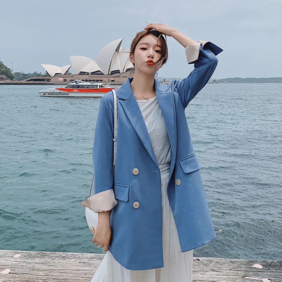 Photo Shoot CHIC Hipster Haze Blue Mid-length Loose-Fit Versatile Double Breasted Cuff Mixed Colors Small Suit Coat Women's
Photo Shoot CHIC Hipster Haze Blue Mid-length Loose-Fit Versatile Double Breasted Cuff Mixed Colors Small Suit Coat Women's