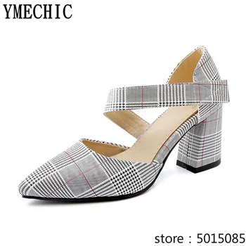 Lady's Office Neutral Plaid Chunky Heels Cross Strap Mary Janes Pointed Toe Hih Heel Shoes Woman Plus Size Summer Pumps 
Lady's Office Neutral Plaid Chunky Heels Cross Strap Mary Janes Pointed Toe Hih Heel Shoes Woman Plus Size Summer Pumps