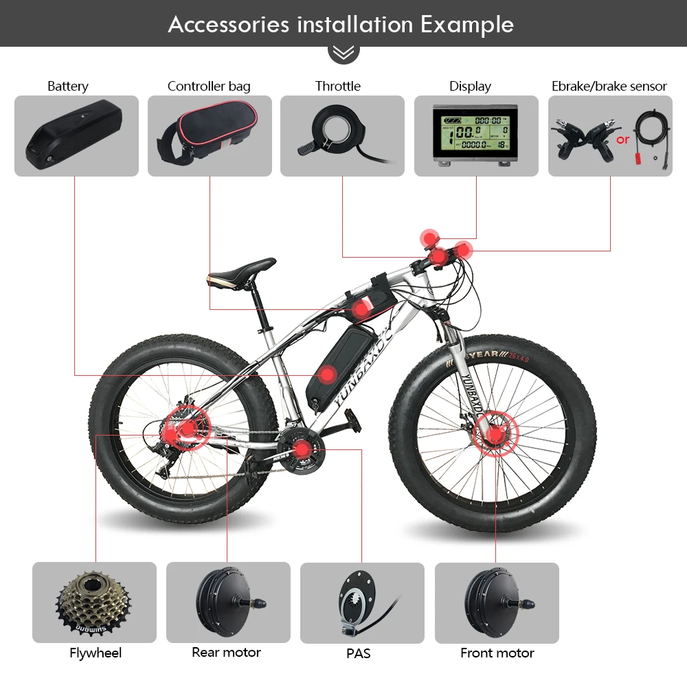 Электрический колесо для велосипеда на толстых покрышках 72V 3000W комплект