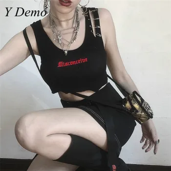 Y Demo Gothic Women Letters Embroidery Vest Casual Sleeveless Clip Hollow Out Female Tees
Y Demo Gothic Women Letters Embroidery Vest Casual Sleeveless Clip Hollow Out Female Tees