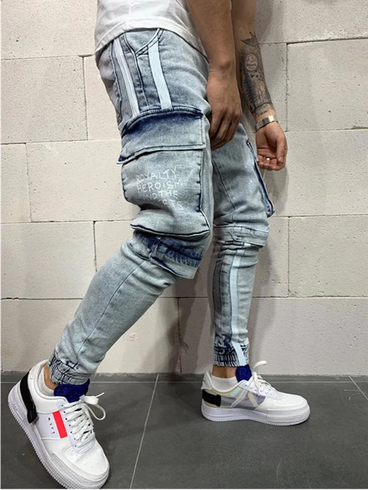 Мужские зауженные рваные джинсы в стиле хоп|Джинсы| |
