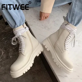 FITWEE Women Ankle Boots Genuine Leather Cross Strap Fashion Platform Winter Shoes Woman Warm Zipper Footwear Size 34-39
FITWEE Women Ankle Boots Genuine Leather Cross Strap Fashion Platform Winter Shoes Woman Warm Zipper Footwear Size 34-39