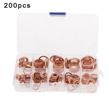 200pcs Copper Washers Crush Seal Assortment Assorted Set Set Of 200 Oil Drain Plug Washers Coppers New 13*7*2.3cm Copper Washers
200pcs Copper Washers Crush Seal Assortment Assorted Set Set Of 200 Oil Drain Plug Washers Coppers New 13*7*2.3cm Copper Washers
