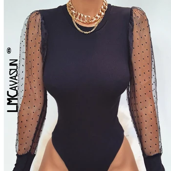 LMCAVASUN Vintage Mesh Patchwork Polka Dot Sexy Bodysuit Women Autumn Long Sleeve Bodycon Black Fitness Bodysuit Body For Women
LMCAVASUN Vintage Mesh Patchwork Polka Dot Sexy Bodysuit Women Autumn Long Sleeve Bodycon Black Fitness Bodysuit Body For Women