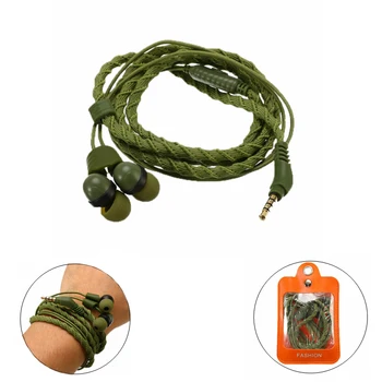 Fashion 3.5mm Wired Headset Earphone Braided Bracelet Headset with Microphone Portable Army Green Sport Earphone For Smart Phone
Fashion 3.5mm Wired Headset Earphone Braided Bracelet Headset with Microphone Portable Army Green Sport Earphone For Smart Phone