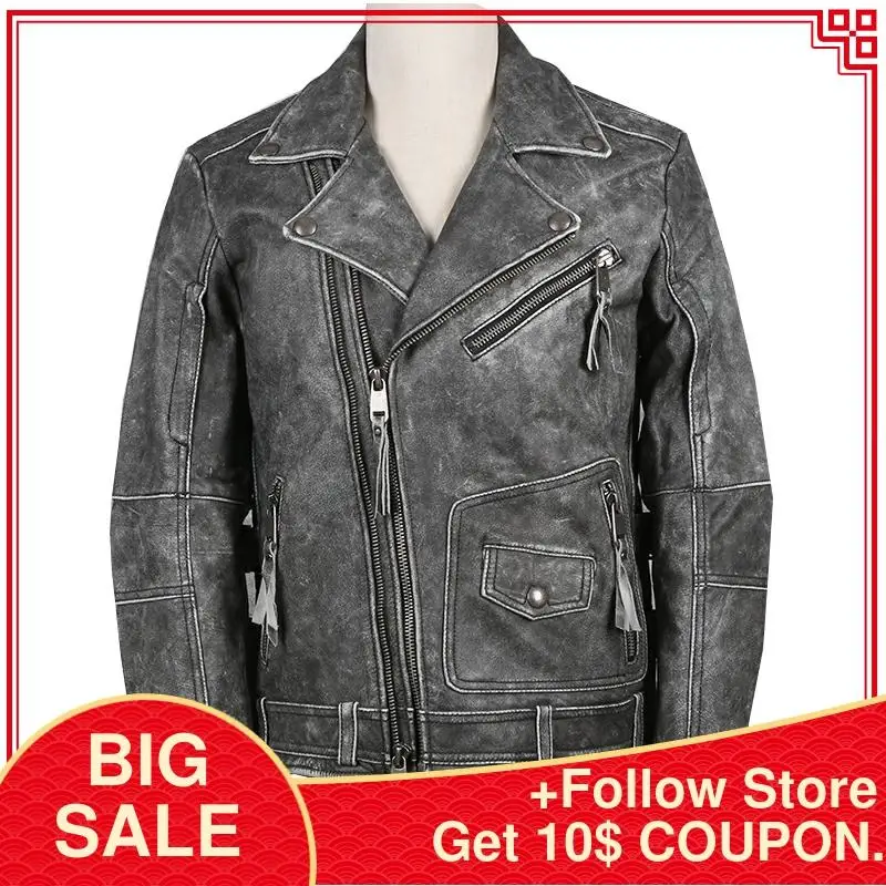 2020 Vintage Grey American Style Motorcycle Leather Jacket Plus Size XXXXXL Genuine Cowhide Autumn Slim Fit Biker's Leather Coat
2020 Vintage Grey American Style Motorcycle Leather Jacket Plus Size XXXXXL Genuine Cowhide Autumn Slim Fit Biker's Leather Coat