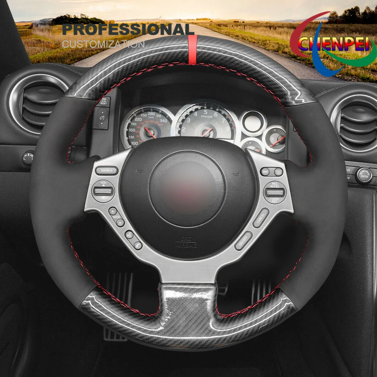 DIY Hand-Sewn Black Synthetic Suede Car Steering Wheel Cover For Nissan GT-R (Nismo) 2009-2016 Car Interior Accessories
DIY Hand-Sewn Black Synthetic Suede Car Steering Wheel Cover For Nissan GT-R (Nismo) 2009-2016 Car Interior Accessories