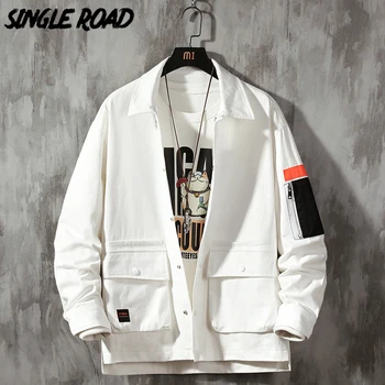 

SingleRoad Mens Clothing Cargo Jacket Men 2020 Patchwork Side Pockets Windbreakers Hip Hop Japanese Streetwear Jackets For Men