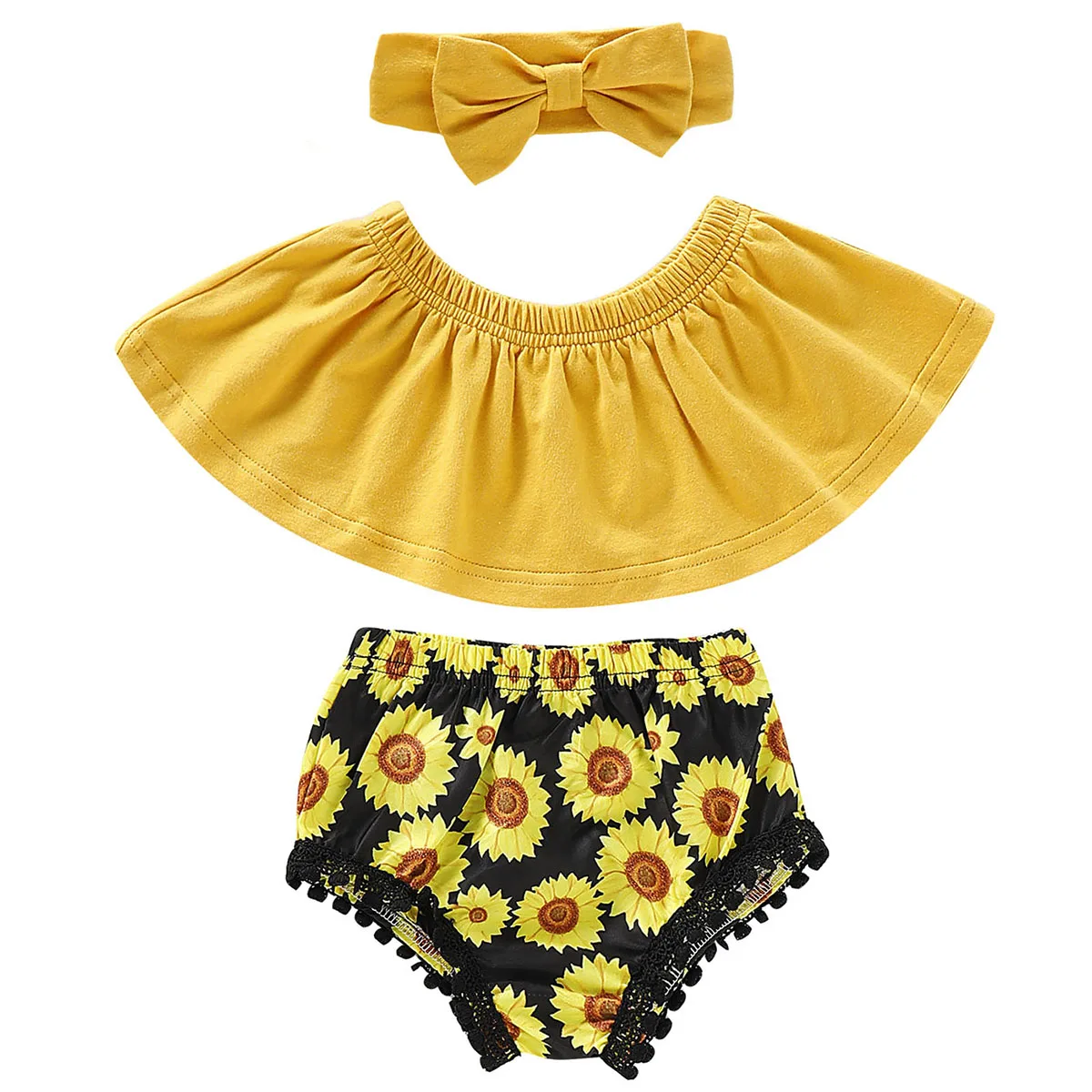 Puseky Summer Newborn Baby Girl Clothes Off Shoulder Sunflower Print Cropped Tops Tassels Short Pants Headband 3Pcs Outfits Set
Puseky Summer Newborn Baby Girl Clothes Off Shoulder Sunflower Print Cropped Tops Tassels Short Pants Headband 3Pcs Outfits Set