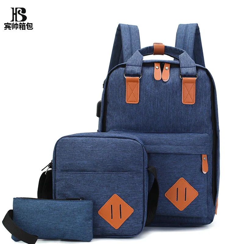 Cross Border for Large-Volume Three-piece Set Backpack USB Charging Extraposition Headphone Jack with Leather Backpack Schoolbag
Cross Border for Large-Volume Three-piece Set Backpack USB Charging Extraposition Headphone Jack with Leather Backpack Schoolbag