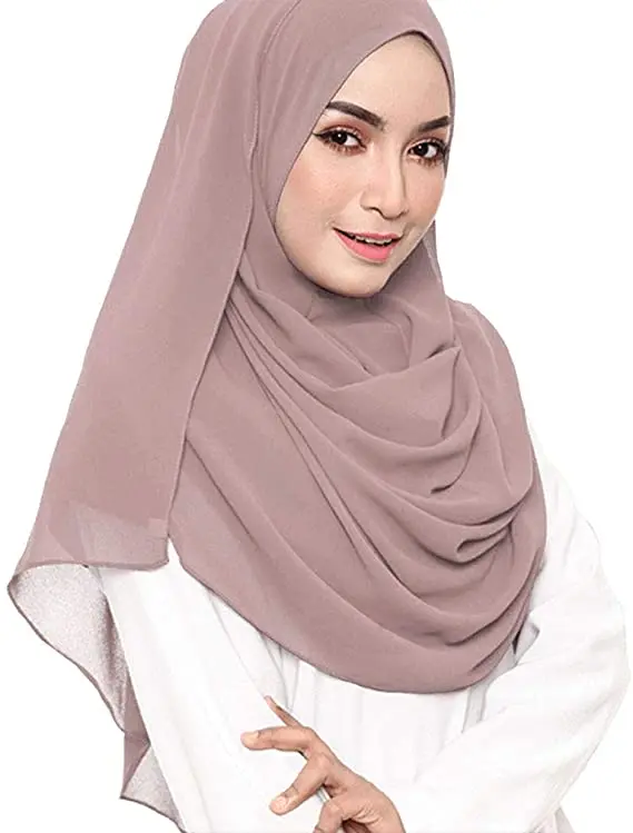 Women Solid Color Hijab Headband Muslim Chiffon Scarf Soft Plain Shawls Wraps Islamic Headscarf Foulard | Украшения и аксессуары