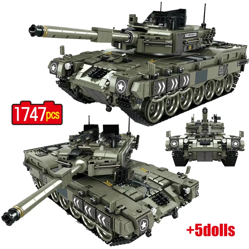 1747 Pcs Leopard 2 Main Battle Tank Model Building Blocks Military WW2 Army Soldier Bicks educational Toys For Kid Boys
1747 Pcs Leopard 2 Main Battle Tank Model Building Blocks Military WW2 Army Soldier Bicks educational Toys For Kid Boys