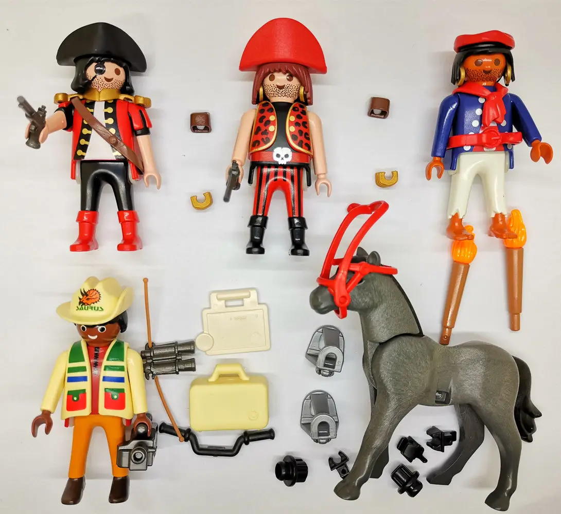 

5pcs Playmobil Geobra pirate & Gray Horse Action figure toy Collectible P1F