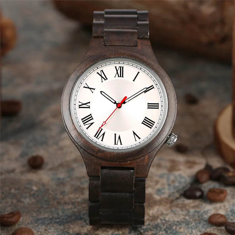 

Natural Handmade Wood Luminous Hands Lady Watches Quartz Analog Roman Numeral Dial Wooden Lady Wrist Watch Full Bamboo Band