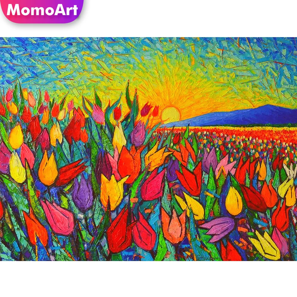 MomoArt 5D Алмазная вышивка цветы картина стразы живопись тюльпаны мозаика закат