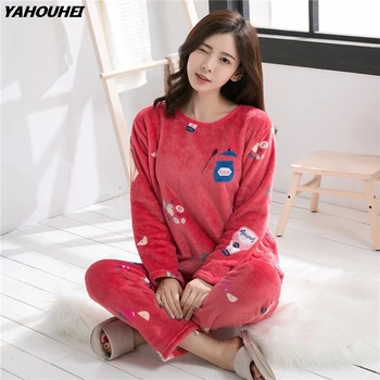 Girls Cute Thick Warm Cartoon Print Flannel Pajama Sets For Women 2019 Winter Long Sleeve Coral Velvet Pyjama Sleepwear Homewear
Girls Cute Thick Warm Cartoon Print Flannel Pajama Sets For Women 2019 Winter Long Sleeve Coral Velvet Pyjama Sleepwear Homewear