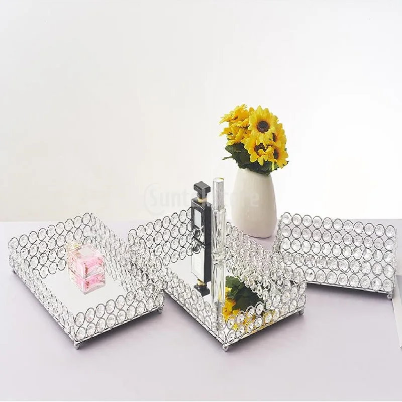 Decorative Trays Crystal Cosmetic Tray Decorative Vanity Mirrored Jewelry Trinket Organizer Trays Vanity Makeup Tray
Decorative Trays Crystal Cosmetic Tray Decorative Vanity Mirrored Jewelry Trinket Organizer Trays Vanity Makeup Tray