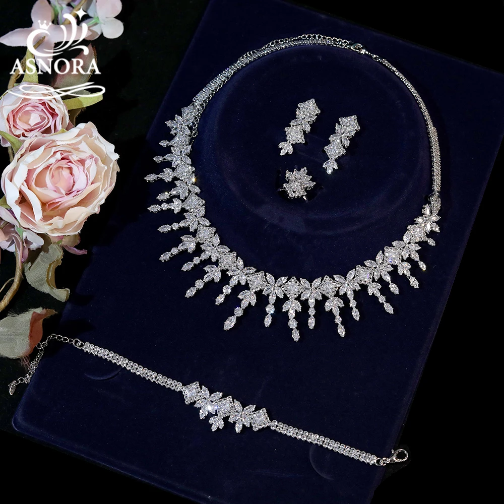 ASNORA CZ Full Jewelry Sets For Women Party, Luxury Dubai Nigeria Crystal Bridal Zirconia 4pcs Wedding Jewelry Sets
ASNORA CZ Full Jewelry Sets For Women Party, Luxury Dubai Nigeria Crystal Bridal Zirconia 4pcs Wedding Jewelry Sets