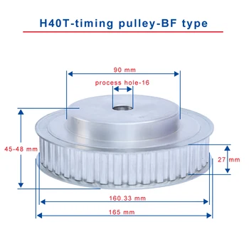 H-40T Timing Pulley Process Hole 16 mm Teeth Pitch 12.7 mm Aluminum Pulley Wheel Slot Width 27/32 mm For 25/30 mm H Timing Belt
H-40T Timing Pulley Process Hole 16 mm Teeth Pitch 12.7 mm Aluminum Pulley Wheel Slot Width 27/32 mm For 25/30 mm H Timing Belt