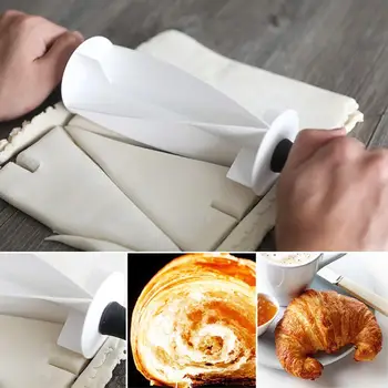 2Pcs Multi-function Rolling Pin Non-Stick Croissant Bread Cutter Mold DIY Dough Roller Wheel Kitchen Baking Pastry Tool