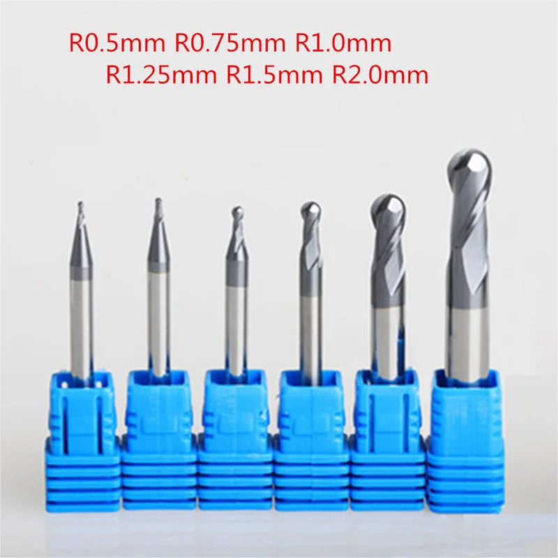 6X Tungsten Carbide 2-Flutes Ball Nose End Mill Engraving CNC Radius 0.5MM-2.0MM
6X Tungsten Carbide 2-Flutes Ball Nose End Mill Engraving CNC Radius 0.5MM-2.0MM