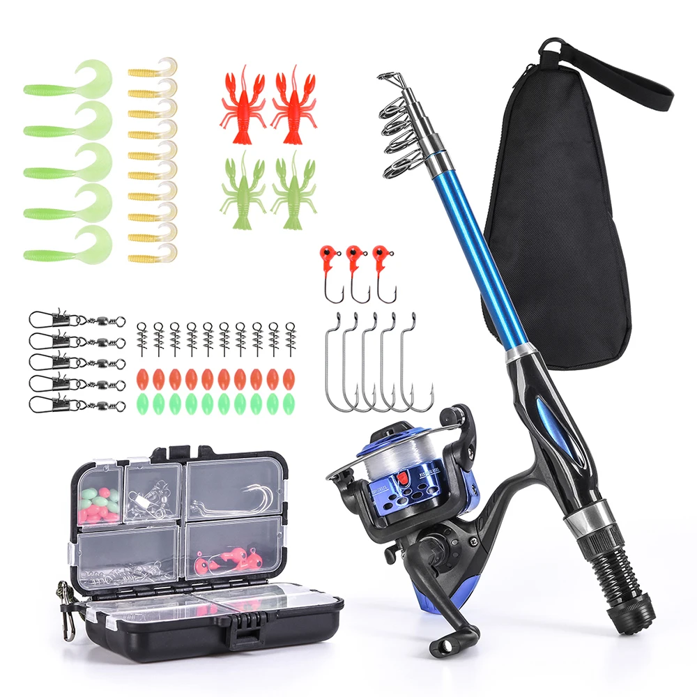 Blusea Fishing Rod Reel Combo Full Kit 1.3 m Telescopic Fishing Rod Spinning Reel Set with Hooks Soft Lures Barrel Swivels
Blusea Fishing Rod Reel Combo Full Kit 1.3 m Telescopic Fishing Rod Spinning Reel Set with Hooks Soft Lures Barrel Swivels