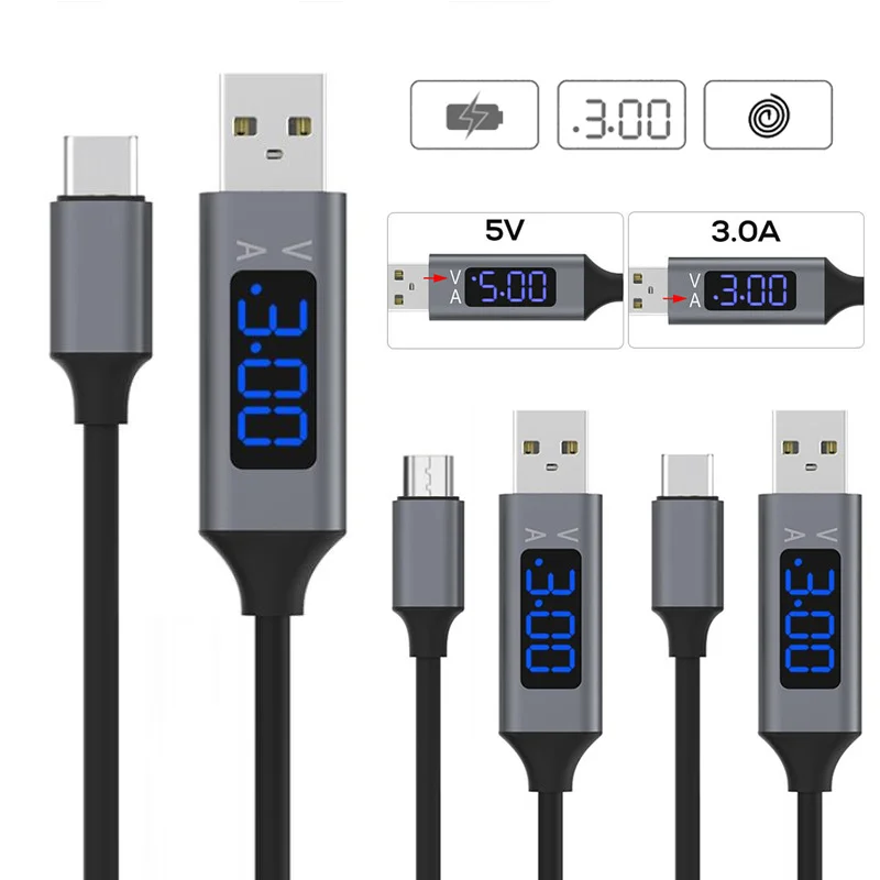 1M USB Type C Micro USB Cable Fast Charging USB C Cable with LED Digital Display Mobile Phone Cable for Xiaomi Huawei Samsung
1M USB Type C Micro USB Cable Fast Charging USB C Cable with LED Digital Display Mobile Phone Cable for Xiaomi Huawei Samsung